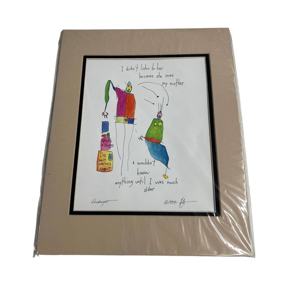 Brian Andreas 1997 Signed Story People Print Hindsight‎ Matted No Frame - Picture 1 of 5